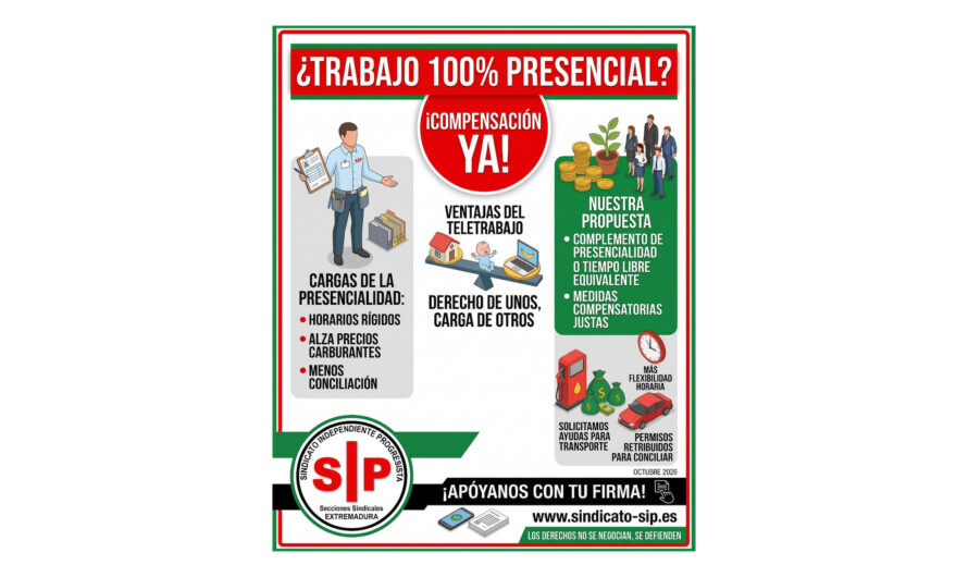 El SIP recoge firmas para exigir compensaciones a los puestos de trabajo presenciales